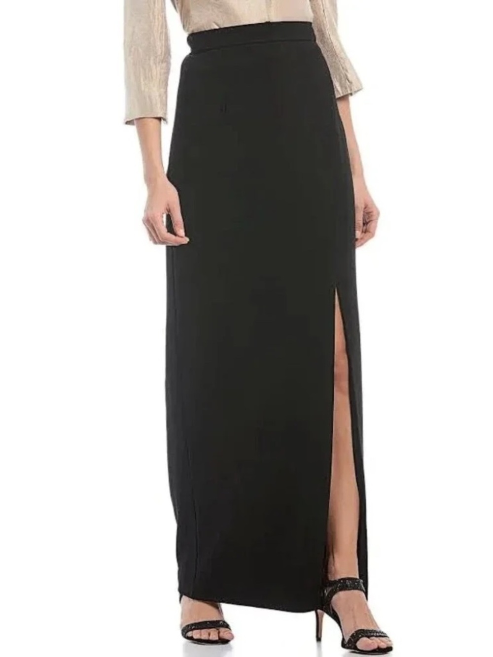 Adrianna Papell Formal Black Maxi Skirt Front Slit Evening Elegant Black Tie 12